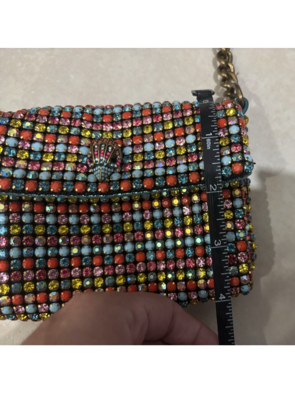 KURT GEIGER Mini Party Crossbody Bag Small Multicolor Beaded Chain Strap - Picture 9 of 15